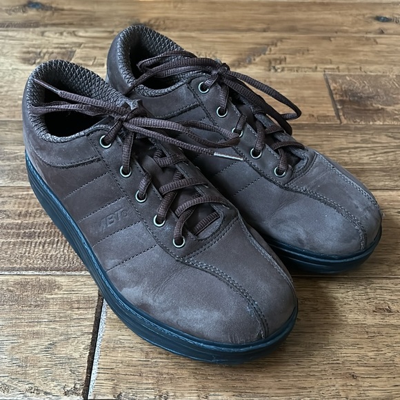 MBT Casual Brown Leather Suede Rocker Bottom Sneakers Comfort Shoes Size 8.5 - Picture 5 of 12